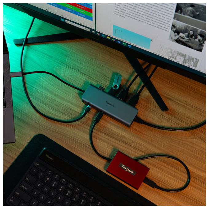Targus DOCK427GL Docking Station USB-C Dual HDMI 4K 140W 10 Gbit-s 2x USB 3.2 Gen 2 Type-C 2x Type-A 1Gbps Ethernet colore Grigio
