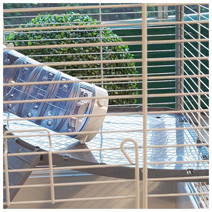 Ferplast Gabbia per furetti FURET TOWER, Struttura verticale su piu' piani, Ruote e accessori inclusi, Metallo verniciato Grigio e plastica, 75 x 80 x h 161 cm