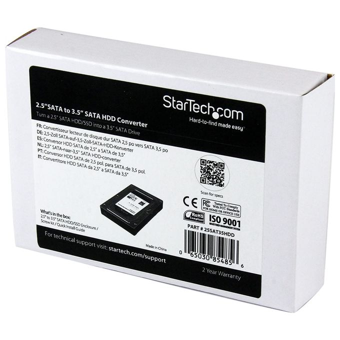StarTech Box esterno adattatore per dischi rigidi SATA da 2,5” a 3,5 in alluminio con altezza massima SSD - HDD di 12,5 mm