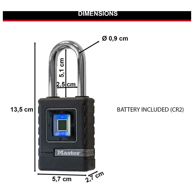 Master Lock 4901EURDLHCC Lucchetto Biometrico Robusto