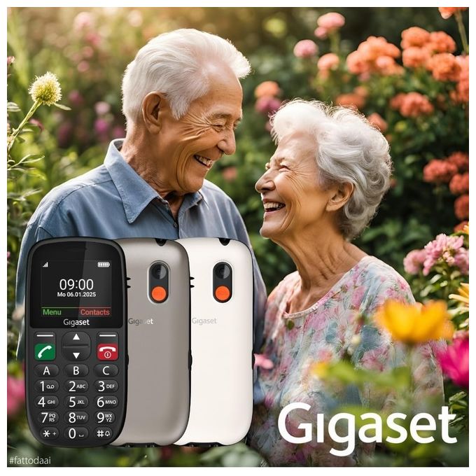 Gigaset GL395 Telefono Cellulare per Anziani Nero Sim Singola Tasto SOS