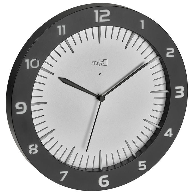 TFA Dostmann 60.3553.10 Orologio da parete analogico rotondo alimentato a batteria AA colore Grigio