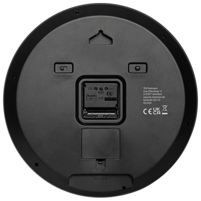 TFA Dostmann 60.3553.10 Orologio da parete analogico rotondo alimentato a batteria AA colore Grigio