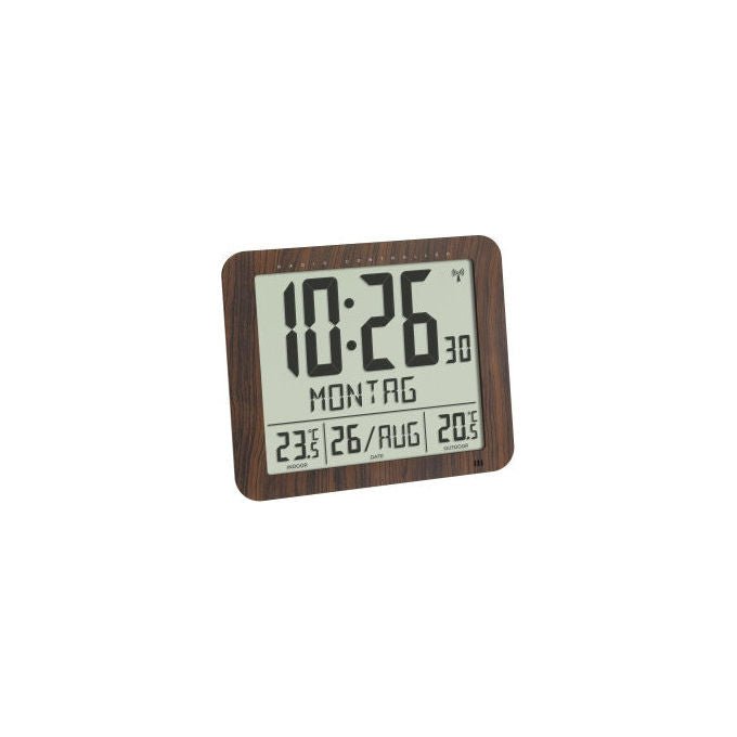 TFA-Dostmann 60.010700 Sveglia digitale con temperatura interna e esterna -10°C a +50°C indicazione giorno della settimana frequenza 433 MHz colore Legno