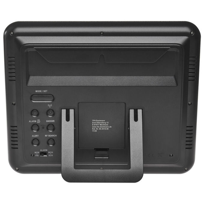 TFA-Dostmann 60.010700 Sveglia digitale con temperatura interna e esterna -10°C a +50°C indicazione giorno della settimana frequenza 433 MHz colore Legno
