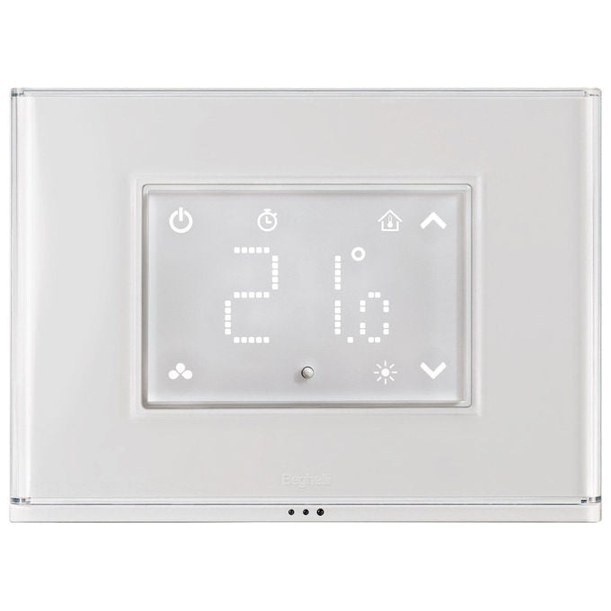 Beghelli 60048 Cronotermostato Smart con display touch e placca luminosa Termostato digitale Wi-Fi RF LCD colore Bianco