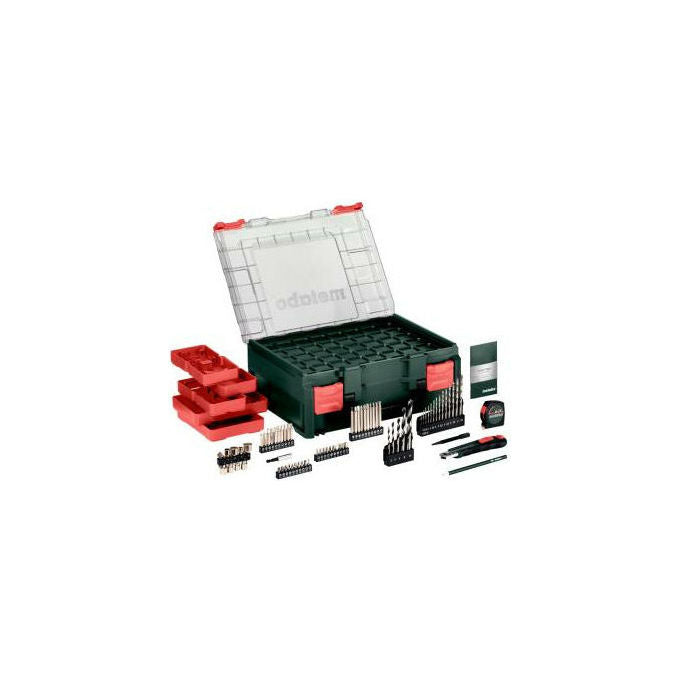 Metabo 602207710 BS 18 Trapano avvitatore a batteria 18 V 2 x 2 Ah LiPOWER con mandrino autoserrante valigetta 74 pezzi caricatore SC 30 gancio per cintura colore Nero