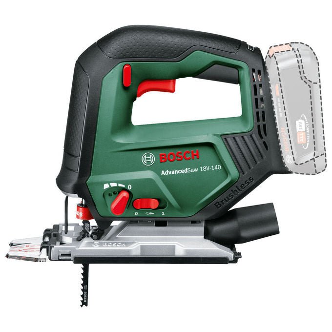 Bosch 0603013000 AdvancedSaw 18V-140 Seghetto Elettrico a Batteria 18 V Capacita' di Taglio 140 mm in Legno colore Verde Nero