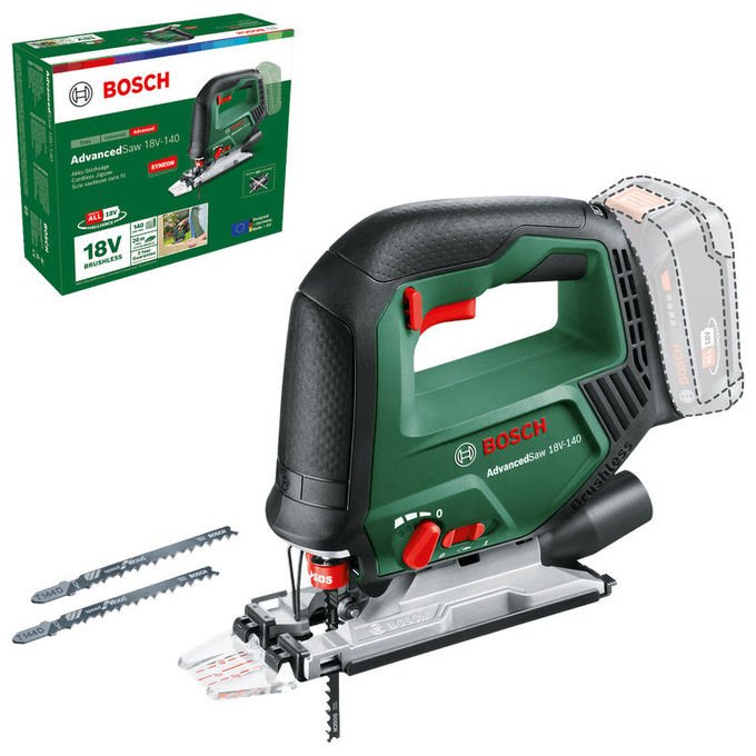 Bosch 0603013000 AdvancedSaw 18V-140 Seghetto Elettrico a Batteria 18 V Capacita' di Taglio 140 mm in Legno colore Verde Nero
