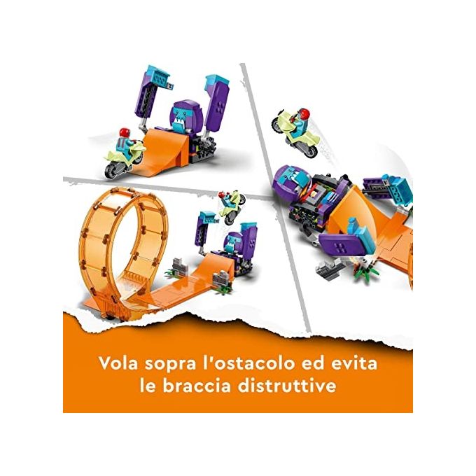 LEGO 60338 City Stuntz Giro della Morte dello Scimpanzé Set da Costruzione con Moto Carica e Vai Minifigure e Scimpanzé Meccanico colore Multicolore