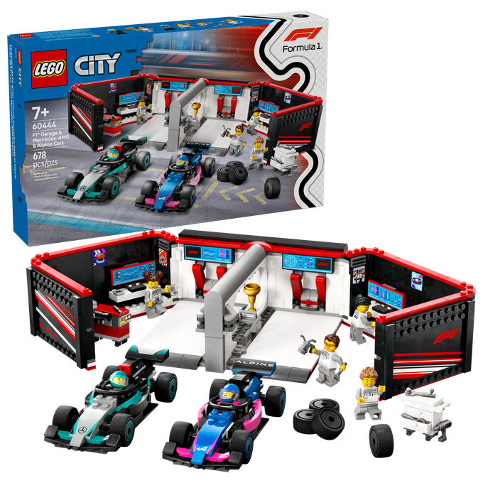 LEGO City Formula 1 Garage con monoposto Mercedes-AMG e Alpine F1 60444