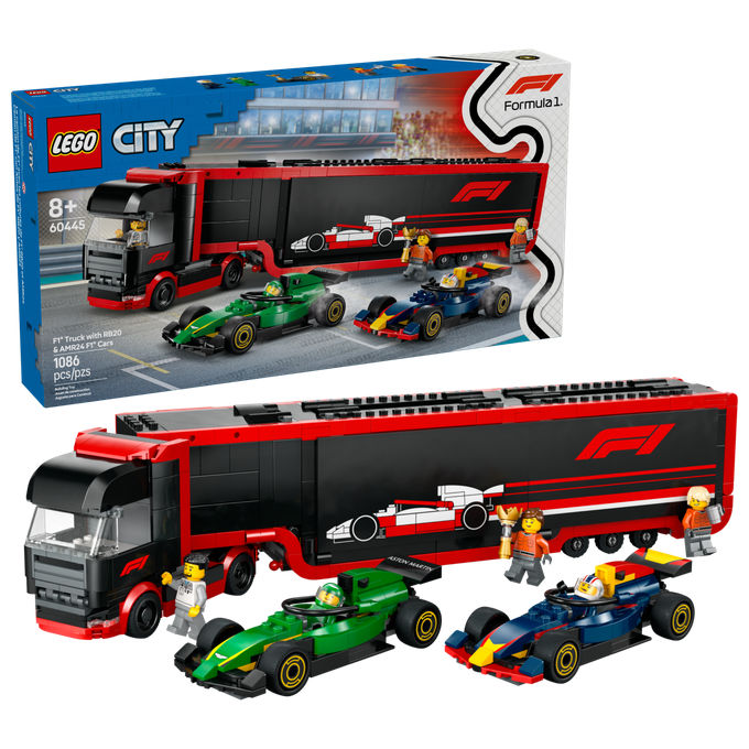 LEGO City Formula 1 Autotrasportatore F1 con monoposto RB20 e AMR24 F1 60445