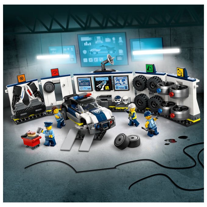Lego city officina delle auto della polizia 60457, 489 pezzi, 4 minifigure, garage modulare, eta' 6+