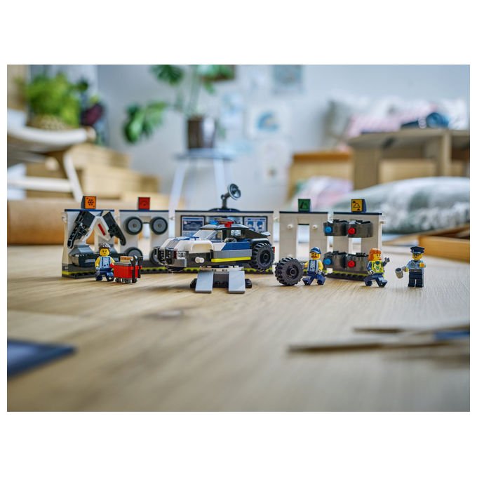 Lego city officina delle auto della polizia 60457, 489 pezzi, 4 minifigure, garage modulare, eta' 6+