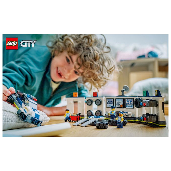 Lego city officina delle auto della polizia 60457, 489 pezzi, 4 minifigure, garage modulare, eta' 6+