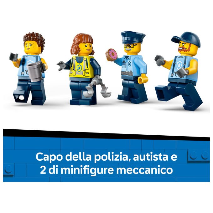 Lego city officina delle auto della polizia 60457, 489 pezzi, 4 minifigure, garage modulare, eta' 6+