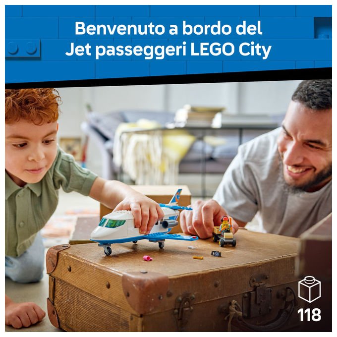 Lego 60492 City Jet Passeggeri Set Costruzioni 118 Pezzi 4 Minifigure per Bambini 4 Anni