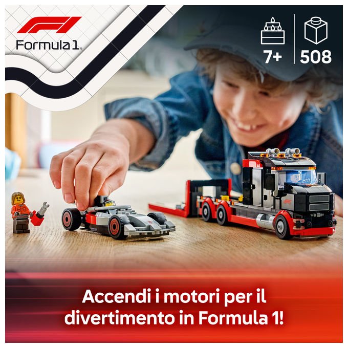 LEGO, Camion Display F1 con Auto da Corsa Audi F1, 508 Pezzi