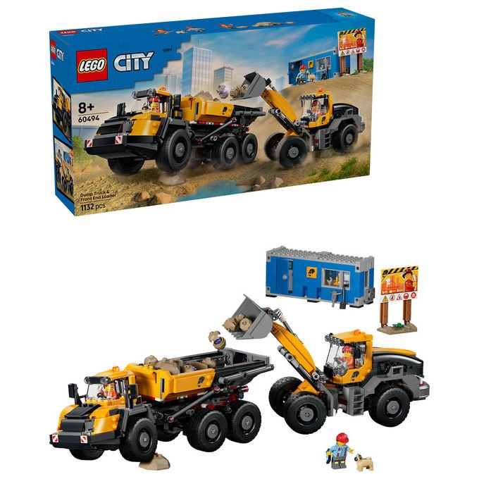 Lego 60494 City Camion Ribaltabile e Pala Meccanica Set Costruzioni 1132 pezzi 3 Minifigure da 8 anni