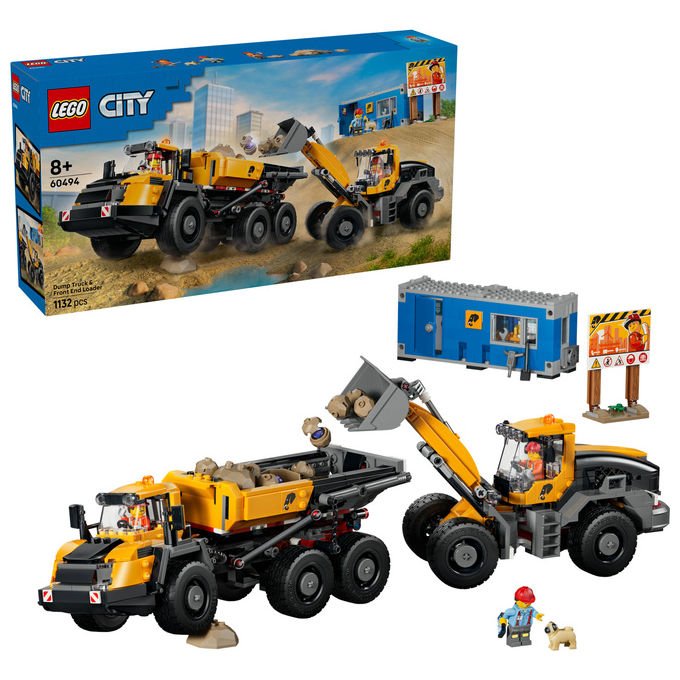 Lego 60494 City Camion Ribaltabile e Pala Meccanica Set Costruzioni 1132 pezzi 3 Minifigure da 8 anni