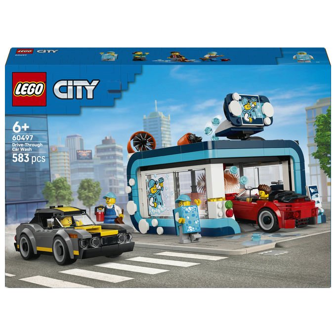 Lego 60497 City Autolavaggio Drive-In Set Costruzioni 583 Pezzi 4 Minifigure 2 Macchine Giocattolo da 6 Anni