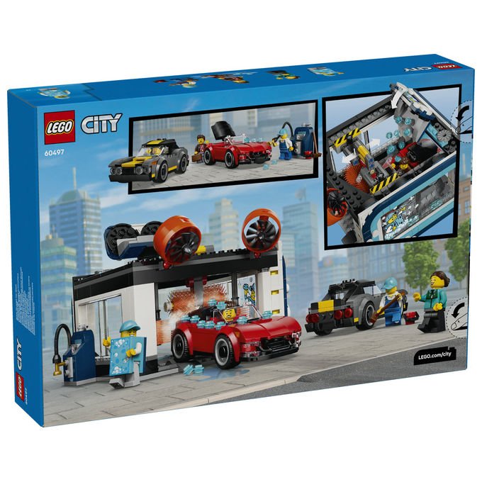 Lego 60497 City Autolavaggio Drive-In Set Costruzioni 583 Pezzi 4 Minifigure 2 Macchine Giocattolo da 6 Anni