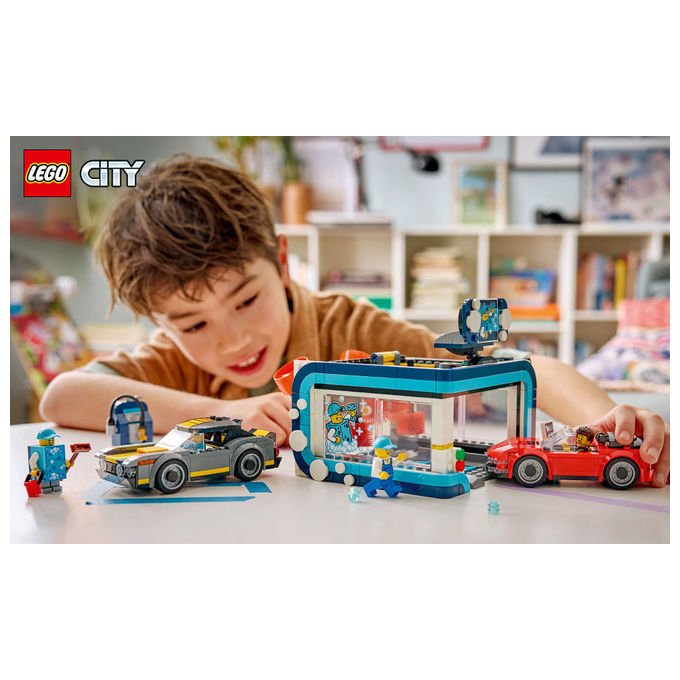 Lego 60497 City Autolavaggio Drive-In Set Costruzioni 583 Pezzi 4 Minifigure 2 Macchine Giocattolo da 6 Anni