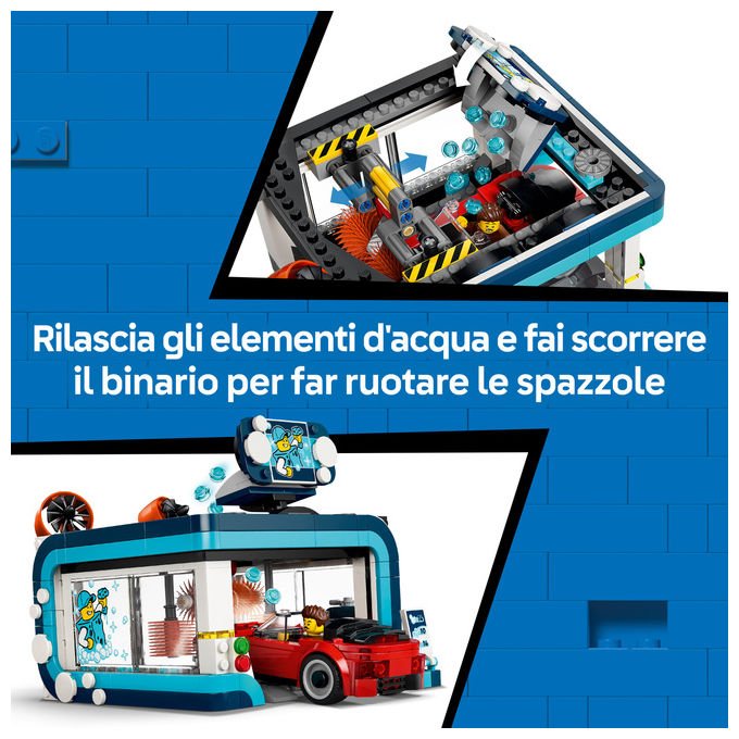Lego 60497 City Autolavaggio Drive-In Set Costruzioni 583 Pezzi 4 Minifigure 2 Macchine Giocattolo da 6 Anni
