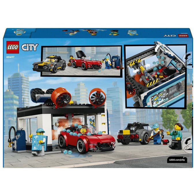 Lego 60497 City Autolavaggio Drive-In Set Costruzioni 583 Pezzi 4 Minifigure 2 Macchine Giocattolo da 6 Anni