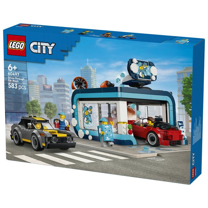 Lego 60497 City Autolavaggio Drive-In Set Costruzioni 583 Pezzi 4 Minifigure 2 Macchine Giocattolo da 6 Anni