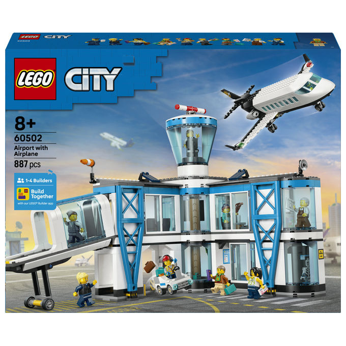 Lego 60502 City Aeroporto con Aereo Set da Costruzione 887 Pezzi 9 Minifigure 8+