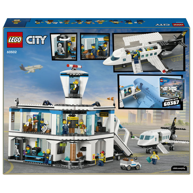 Lego 60502 City Aeroporto con Aereo Set da Costruzione 887 Pezzi 9 Minifigure 8+