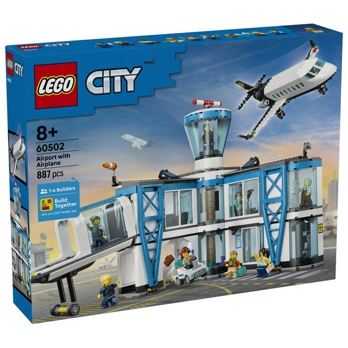 Lego 60502 City Aeroporto con Aereo Set da Costruzione 887 Pezzi 9 Minifigure 8+