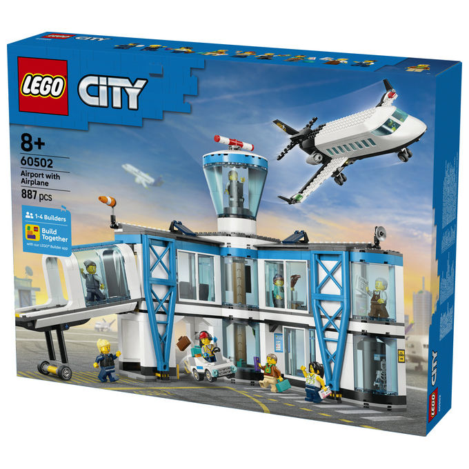 Lego 60502 City Aeroporto con Aereo Set da Costruzione 887 Pezzi 9 Minifigure 8+