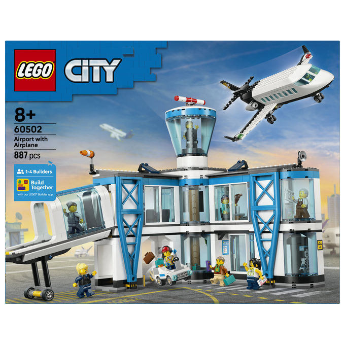 Lego 60502 City Aeroporto con Aereo Set da Costruzione 887 Pezzi 9 Minifigure 8+