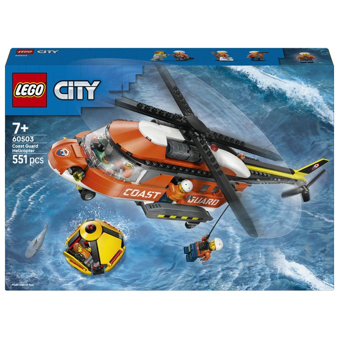 Lego 60503 City Elicottero della Guardia Costiera Set di Costruzione 551 Pezzi 4 Minifigure per Bambini 7 Anni