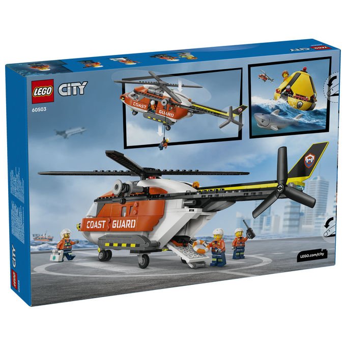 Lego 60503 City Elicottero della Guardia Costiera Set di Costruzione 551 Pezzi 4 Minifigure per Bambini 7 Anni