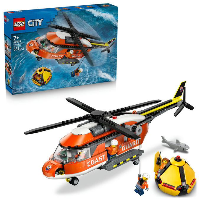 Lego 60503 City Elicottero della Guardia Costiera Set di Costruzione 551 Pezzi 4 Minifigure per Bambini 7 Anni