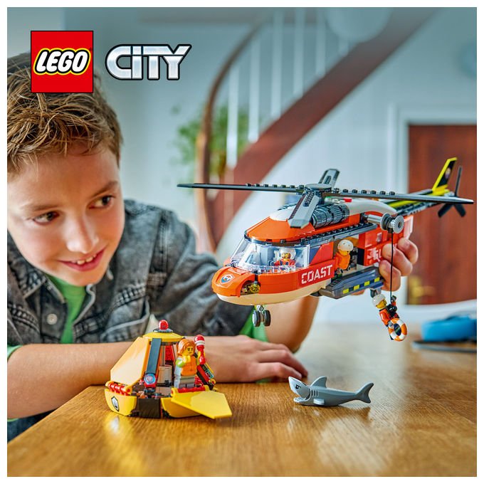 Lego 60503 City Elicottero della Guardia Costiera Set di Costruzione 551 Pezzi 4 Minifigure per Bambini 7 Anni