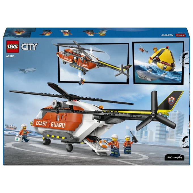 Lego 60503 City Elicottero della Guardia Costiera Set di Costruzione 551 Pezzi 4 Minifigure per Bambini 7 Anni