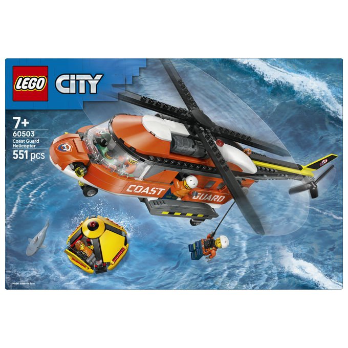 Lego 60503 City Elicottero della Guardia Costiera Set di Costruzione 551 Pezzi 4 Minifigure per Bambini 7 Anni