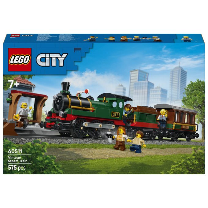 Lego 60511 City Treno a Vapore Vintage Set Costruibile 575 Pezzi 5 Minifigure per Bambini 7+