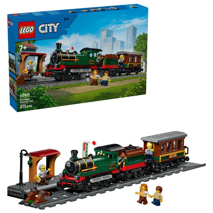 Lego 60511 City Treno a Vapore Vintage Set Costruibile 575 Pezzi 5 Minifigure per Bambini 7+