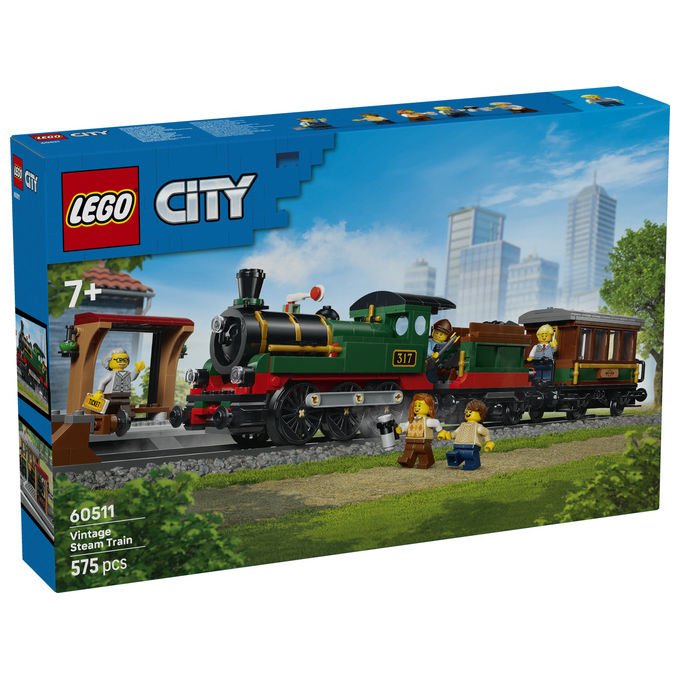 Lego 60511 City Treno a Vapore Vintage Set Costruibile 575 Pezzi 5 Minifigure per Bambini 7+