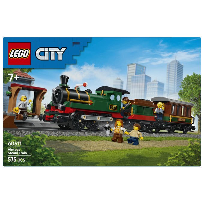 Lego 60511 City Treno a Vapore Vintage Set Costruibile 575 Pezzi 5 Minifigure per Bambini 7+