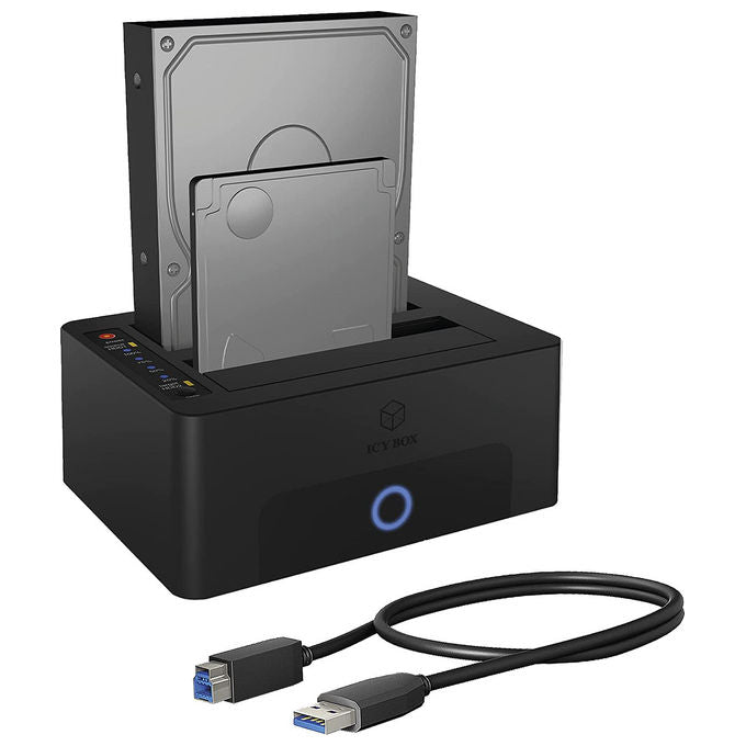 IcyBox IB-1232CL-U3 Stazione di docking e clonazione per dischi SATA 2.5'' e 3.5'' USB 3.2 Gen 1 5 Gbit-s UASP supportato Hot Swap colore Nero