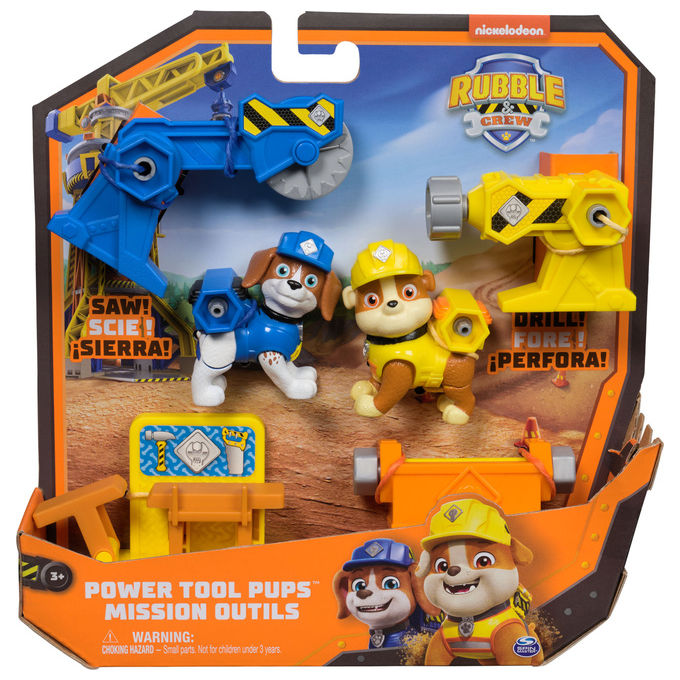 Spin Master 6071661 Rubble and Crew Power Tool Pups Set Personaggi Giocattolo con 2 Attrezzi e 2 Accessori colore Multicolore