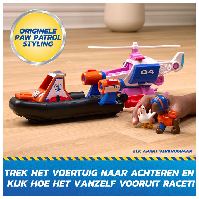 Spin Master 6074779 PAW Patrol: Search and Rescue Veicolo Acquatico Hovercraft di Salvataggio con 2 Personaggi Barca Giocattolo a Retrocarica colore Multicolore