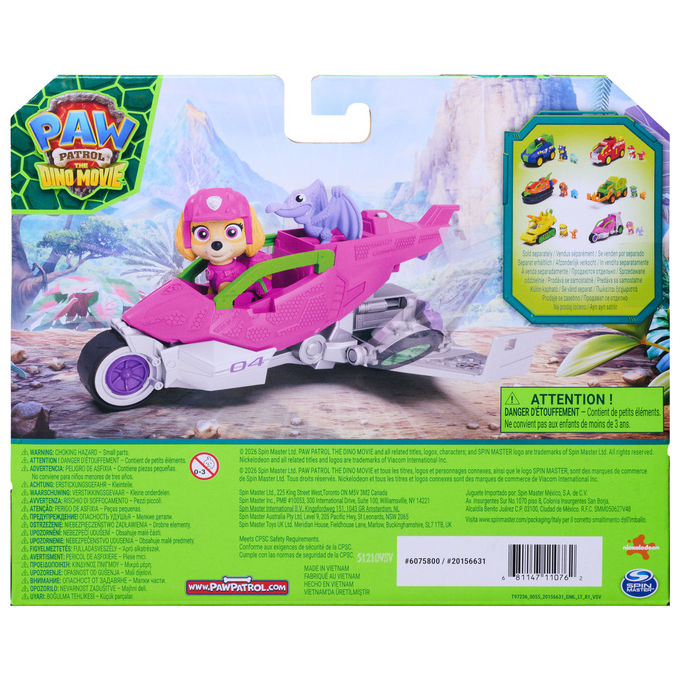 Paw Patrol 6075758 Skye Dino Rescue Jet con Ali Ripiegabili e Tenaglia Funzionante Personaggio Incluso colore Multicolore