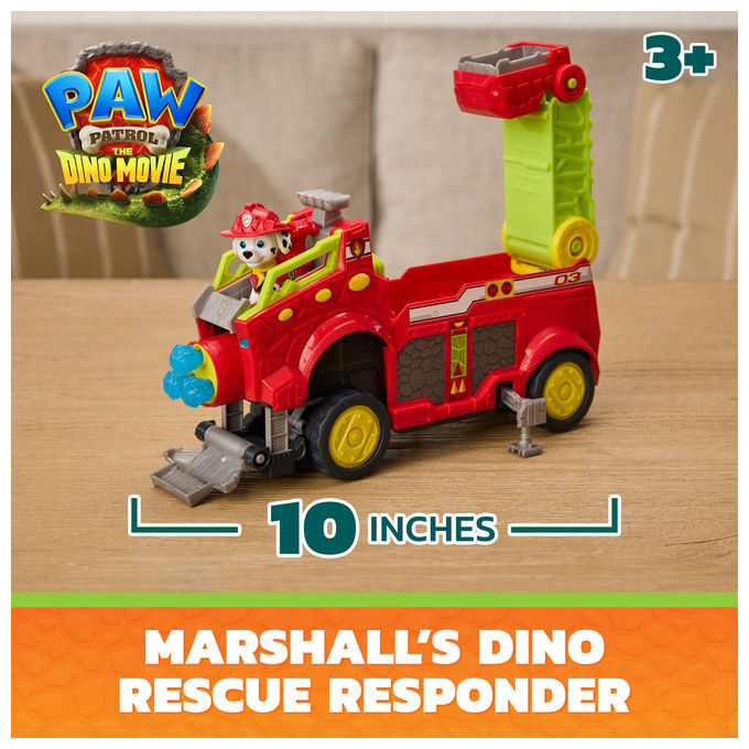 Paw Patrol 6076167 Dino Rescue Responder Camion dei Pompieri con Action Figure di Marshall e 3 Proiettili colore Multicolore